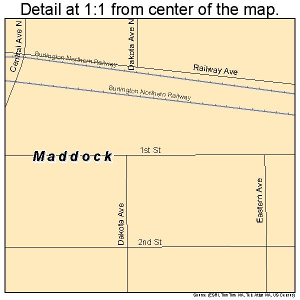 Maddock, North Dakota road map detail