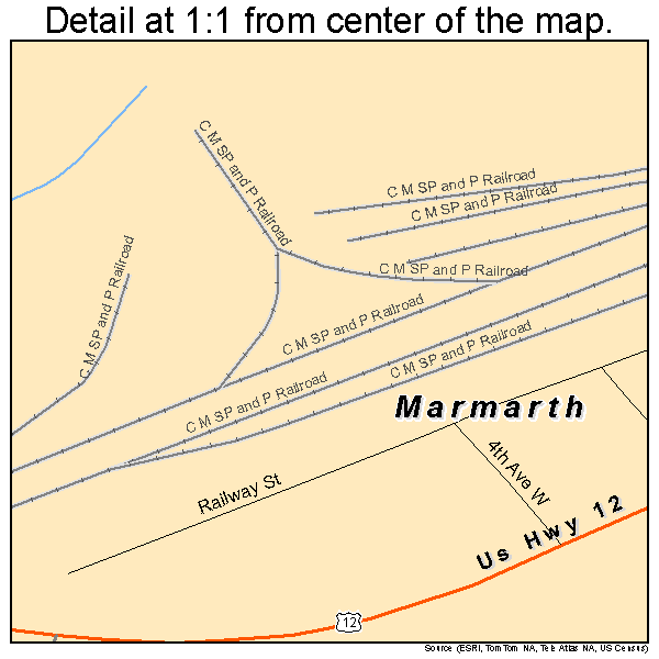 Marmarth, North Dakota road map detail