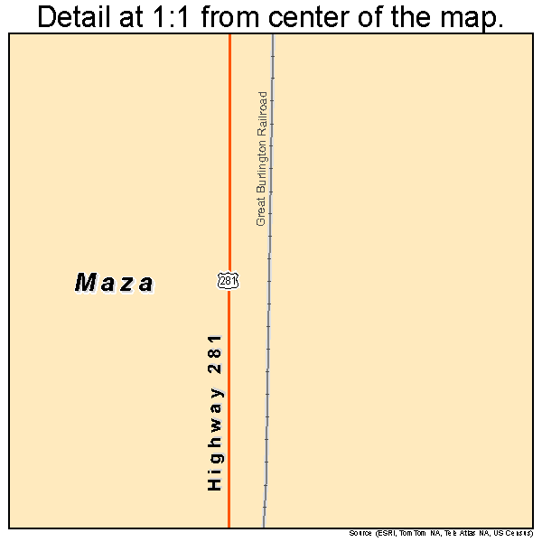 Maza, North Dakota road map detail