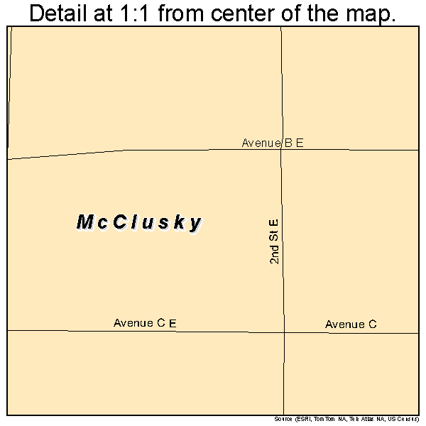 McClusky, North Dakota road map detail