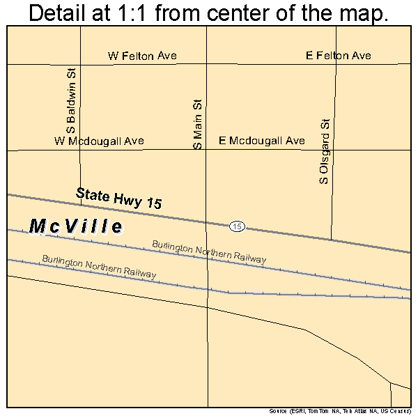 McVille, North Dakota road map detail