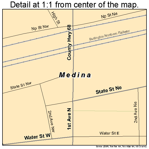 Medina, North Dakota road map detail