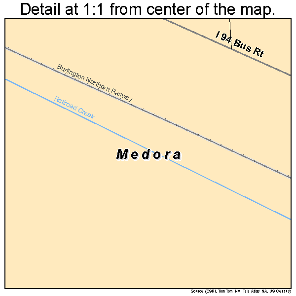 Medora, North Dakota road map detail