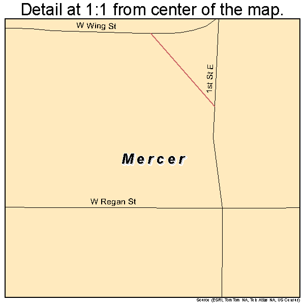 Mercer, North Dakota road map detail