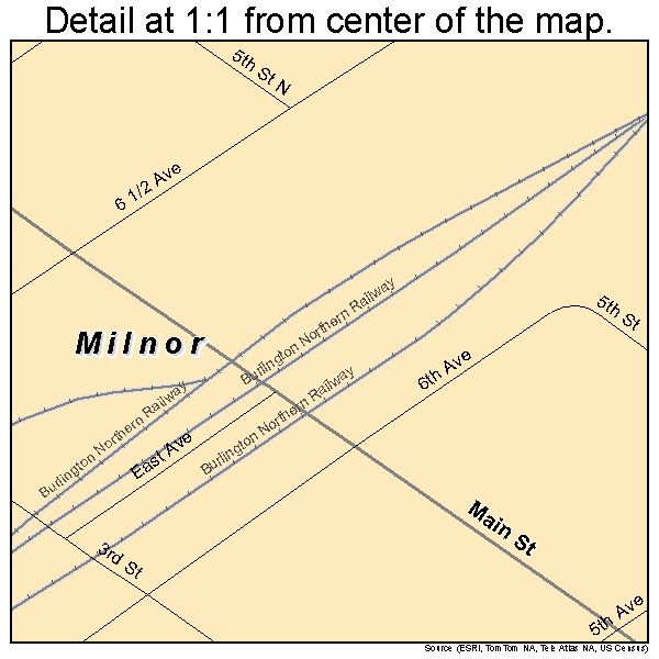 Milnor, North Dakota road map detail