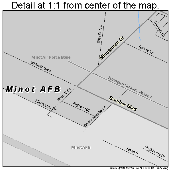 Minot AFB, North Dakota road map detail