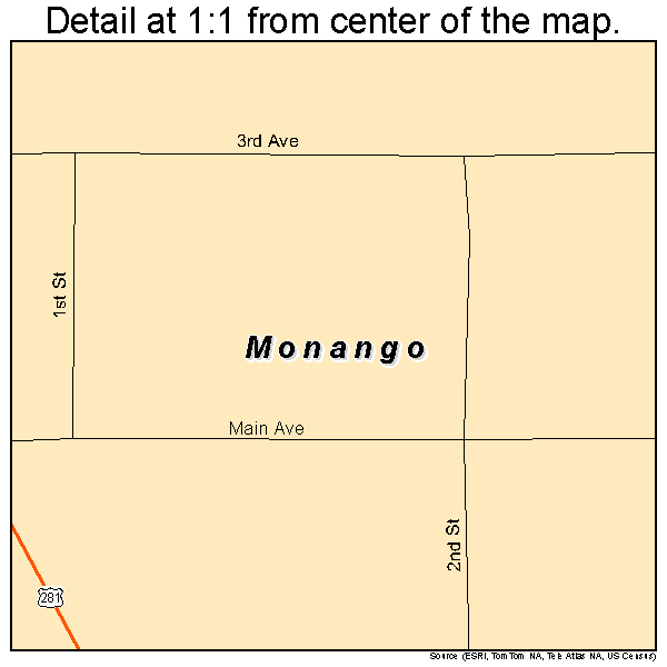 Monango, North Dakota road map detail