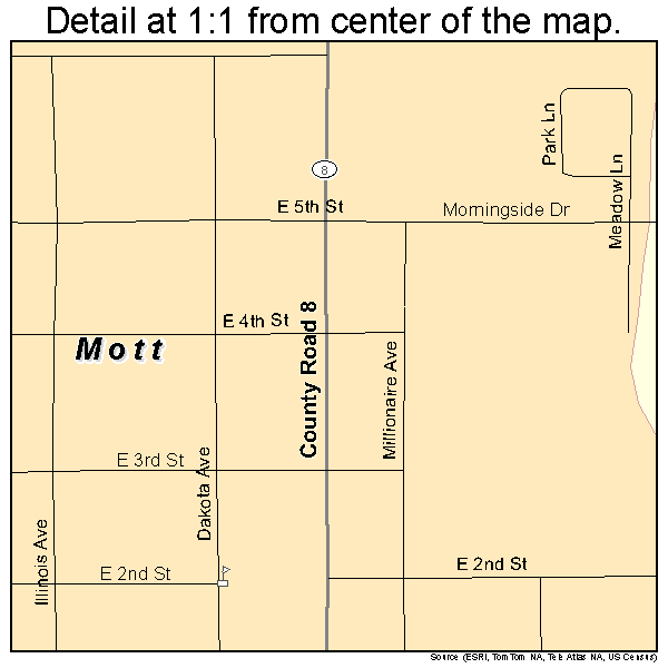 Mott, North Dakota road map detail