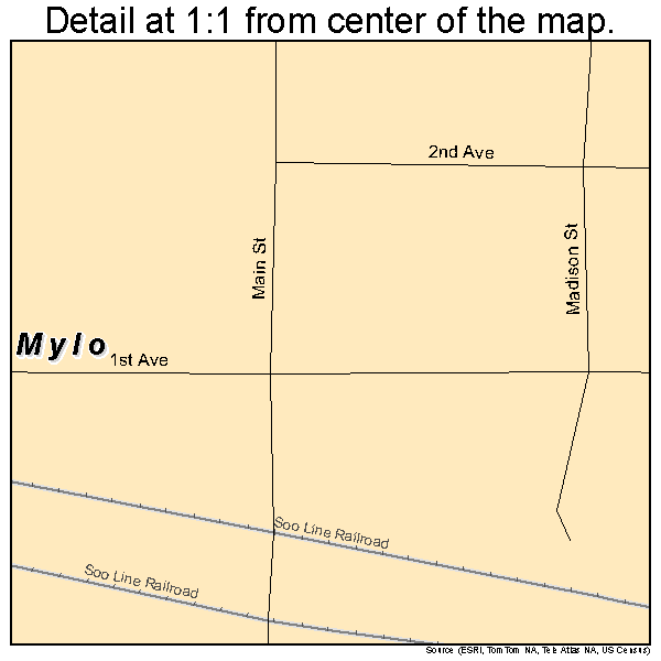 Mylo, North Dakota road map detail