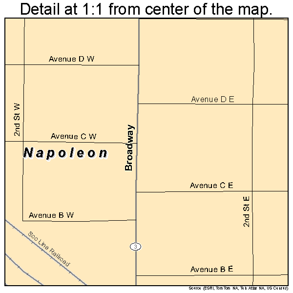 Napoleon, North Dakota road map detail