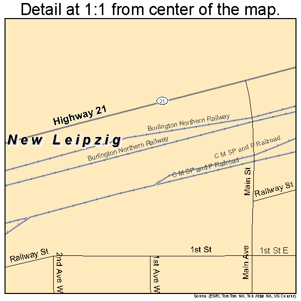 New Leipzig, North Dakota road map detail