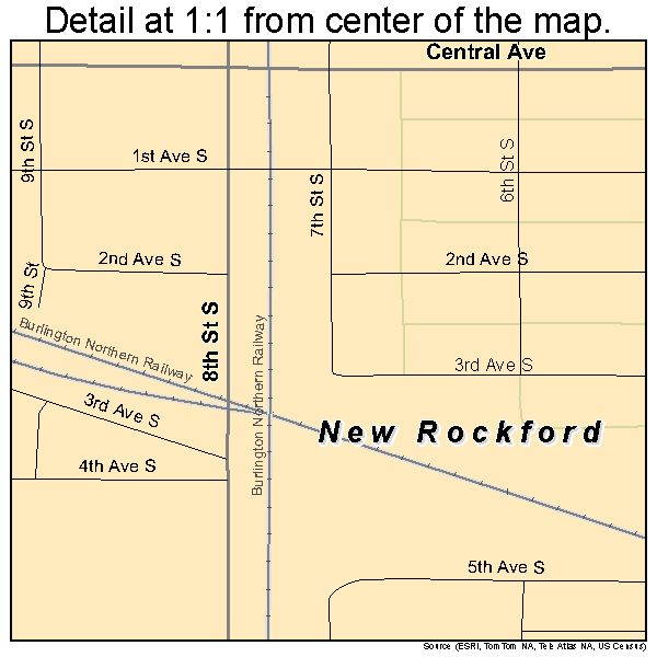 New Rockford, North Dakota road map detail