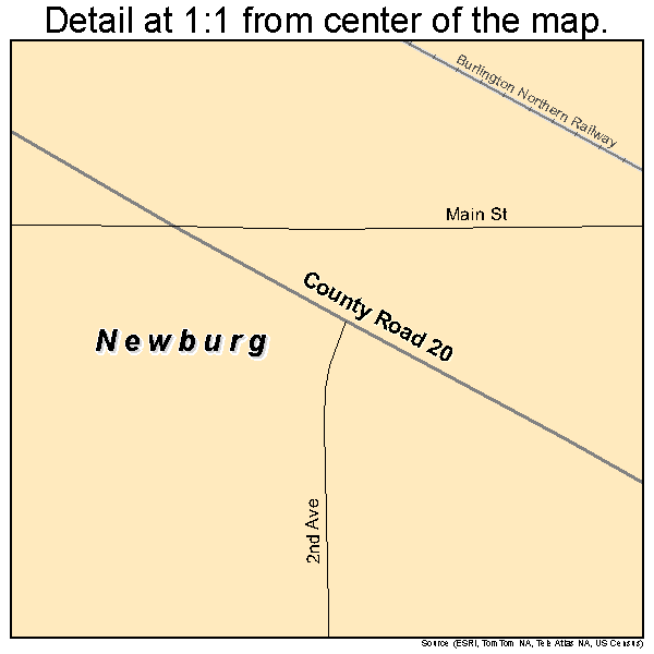 Newburg, North Dakota road map detail