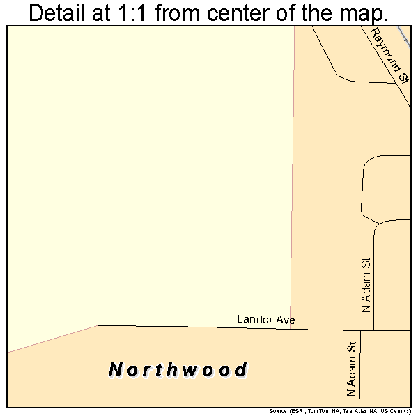 Northwood, North Dakota road map detail