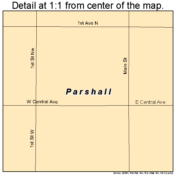 Parshall, North Dakota road map detail