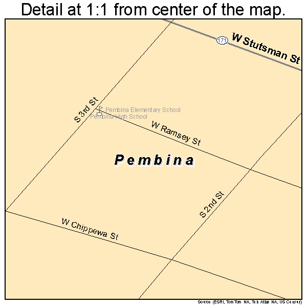 Pembina, North Dakota road map detail