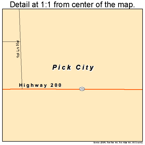 Pick City, North Dakota road map detail