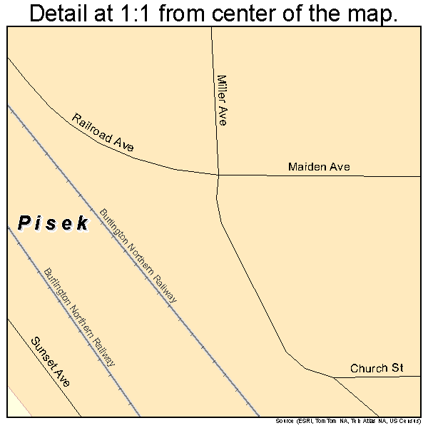 Pisek, North Dakota road map detail