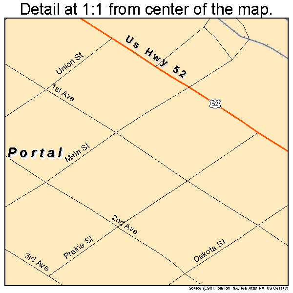 Portal, North Dakota road map detail