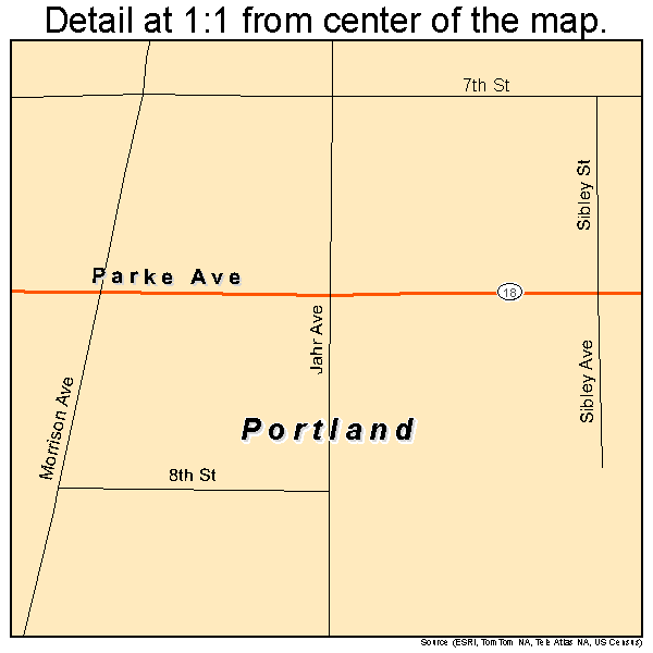 Portland, North Dakota road map detail