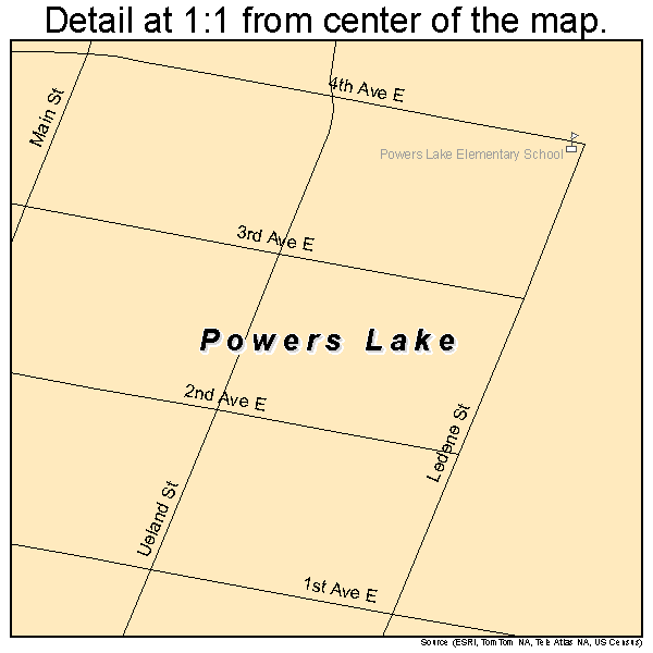 Powers Lake, North Dakota road map detail