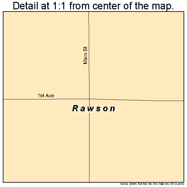 Rawson, North Dakota road map detail