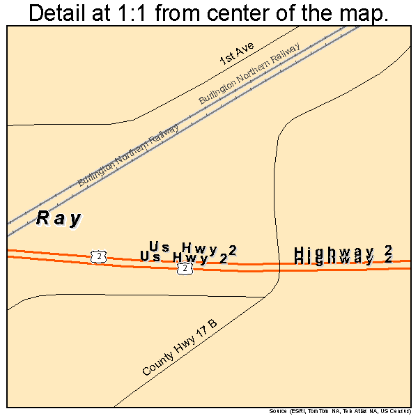 Ray, North Dakota road map detail