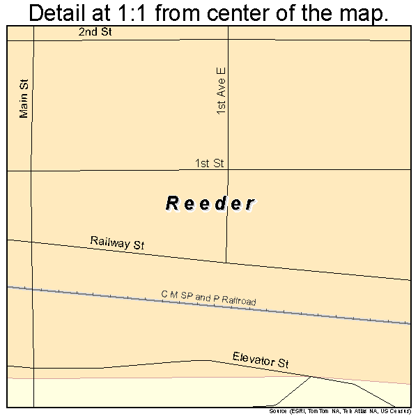 Reeder, North Dakota road map detail