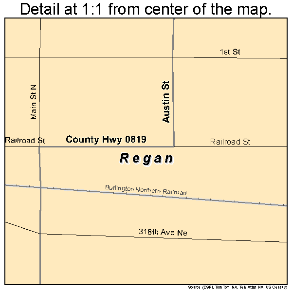 Regan, North Dakota road map detail