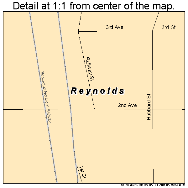 Reynolds, North Dakota road map detail