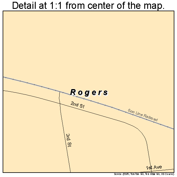 Rogers, North Dakota road map detail