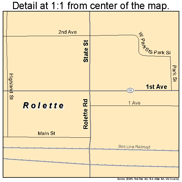 Rolette, North Dakota road map detail