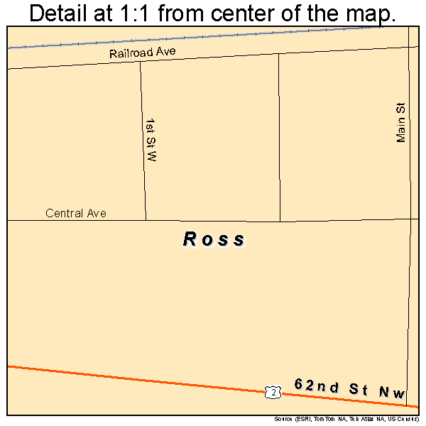 Ross, North Dakota road map detail