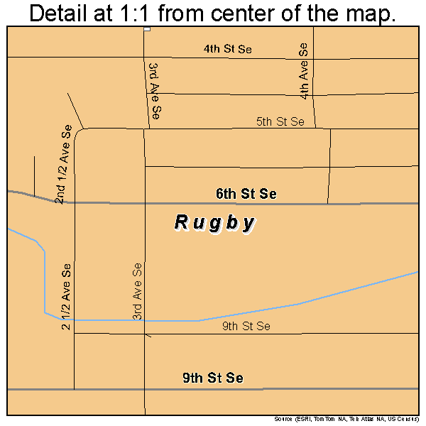 Rugby, North Dakota road map detail