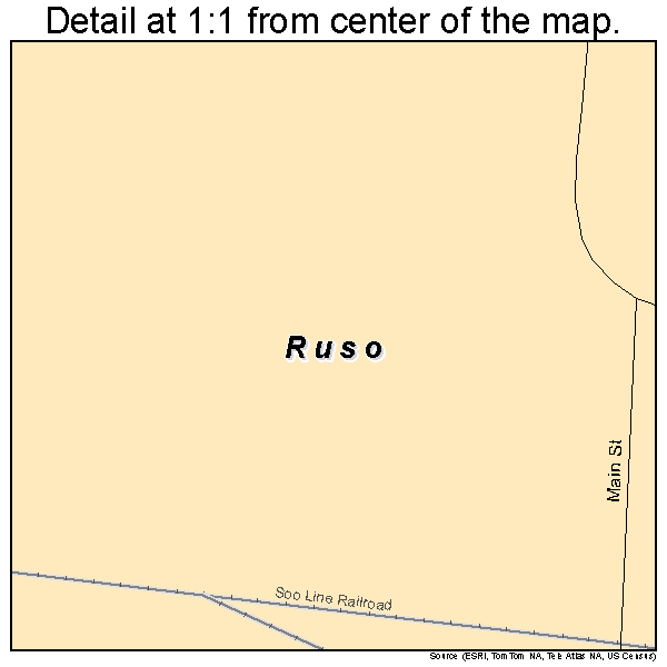 Ruso, North Dakota road map detail