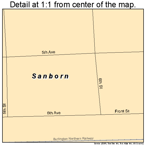 Sanborn, North Dakota road map detail