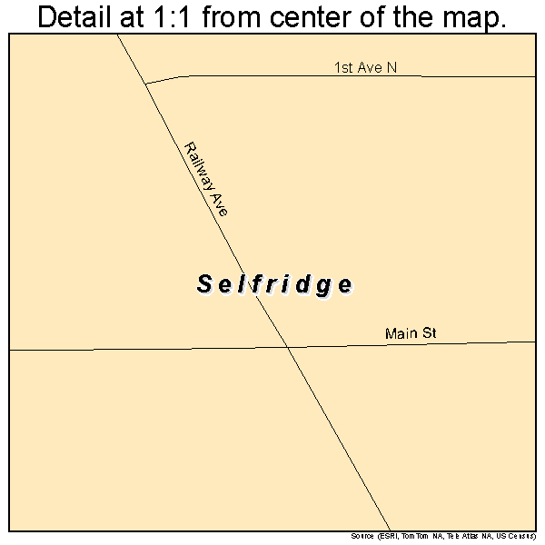 Selfridge, North Dakota road map detail
