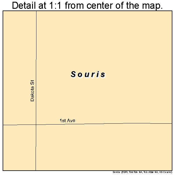 Souris, North Dakota road map detail