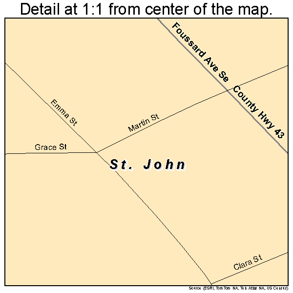 St. John, North Dakota road map detail
