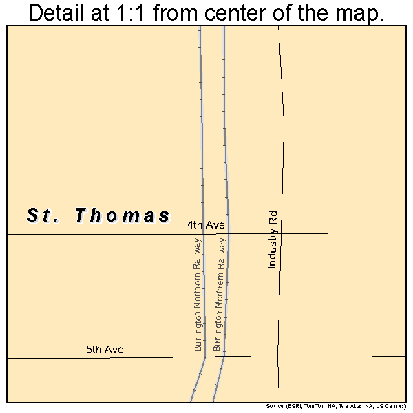 St. Thomas, North Dakota road map detail