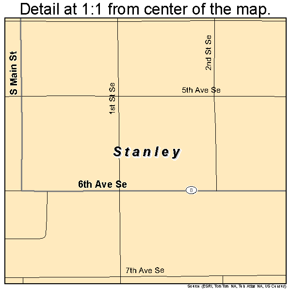 Stanley, North Dakota road map detail