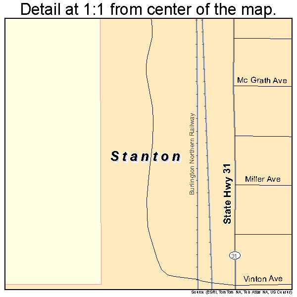Stanton, North Dakota road map detail