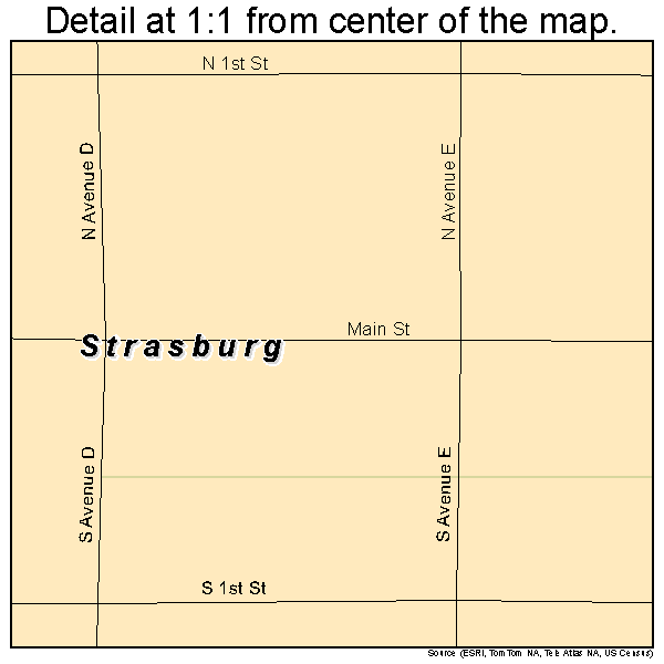 Strasburg, North Dakota road map detail
