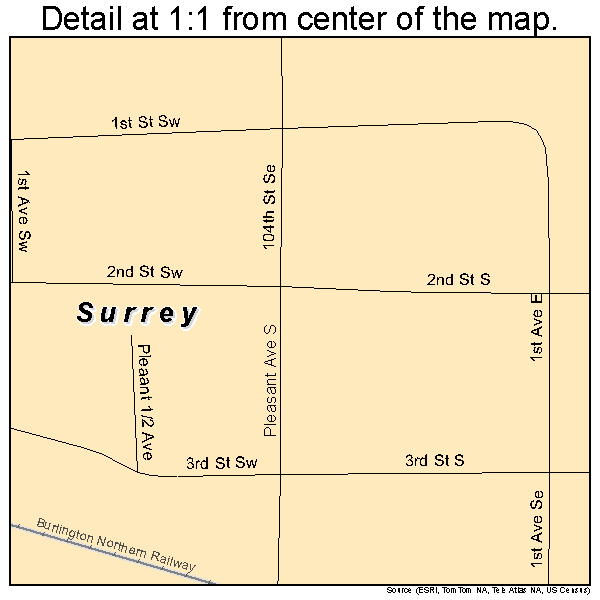 Surrey, North Dakota road map detail