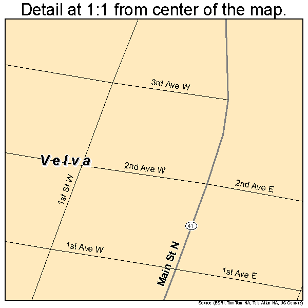 Velva, North Dakota road map detail