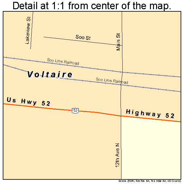 Voltaire, North Dakota road map detail