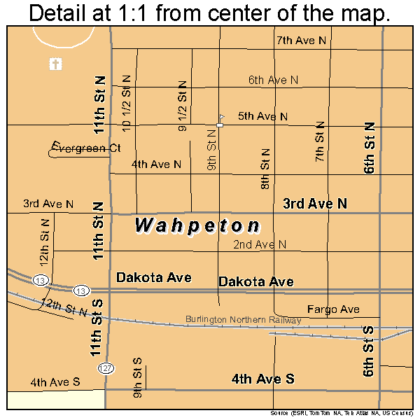 Wahpeton, North Dakota road map detail