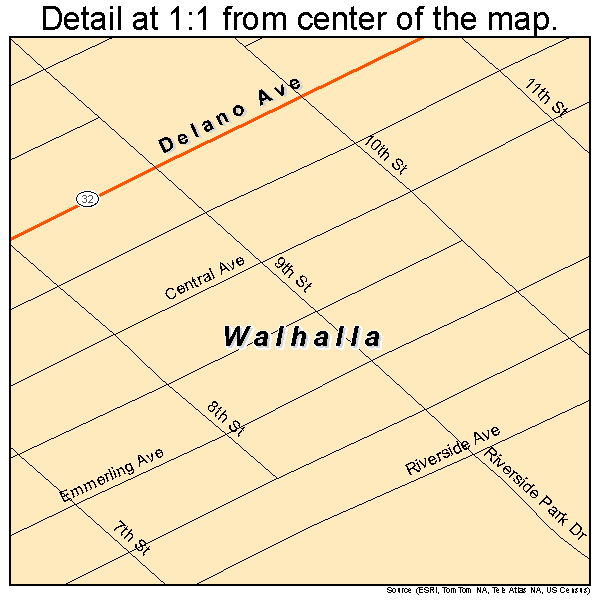 Walhalla, North Dakota road map detail