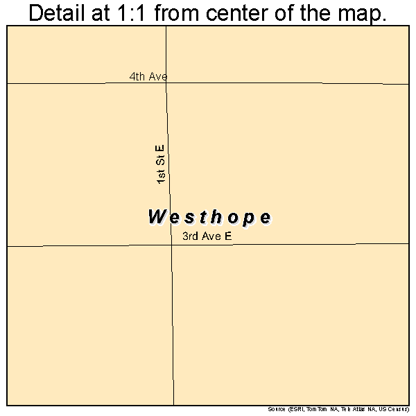 Westhope, North Dakota road map detail