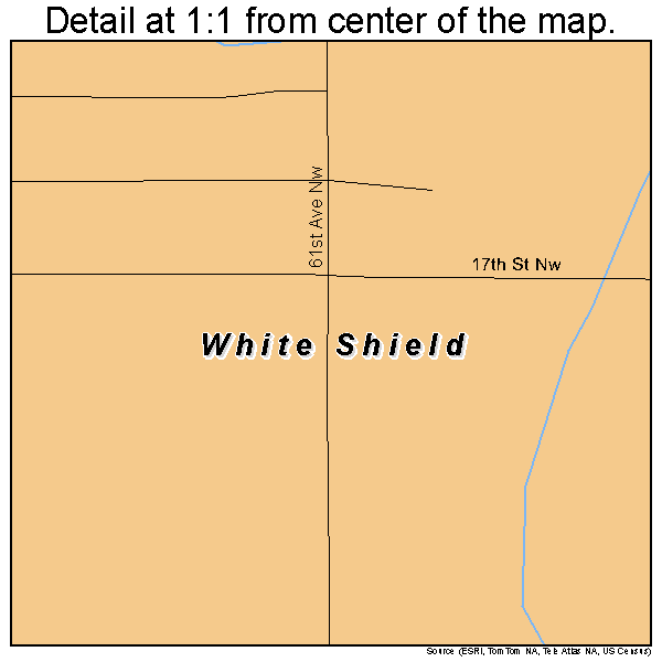 White Shield, North Dakota road map detail